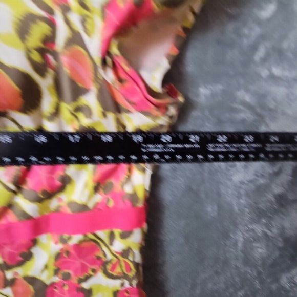 Boden sz 14 Pink Green empire waist Cotton cap sleeves 39in long - Picture 6 of 16